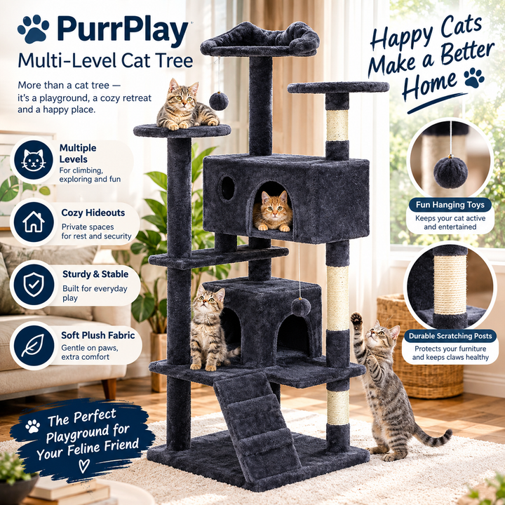 Multi-Level Cat Tree with Condo and Scratching Posts