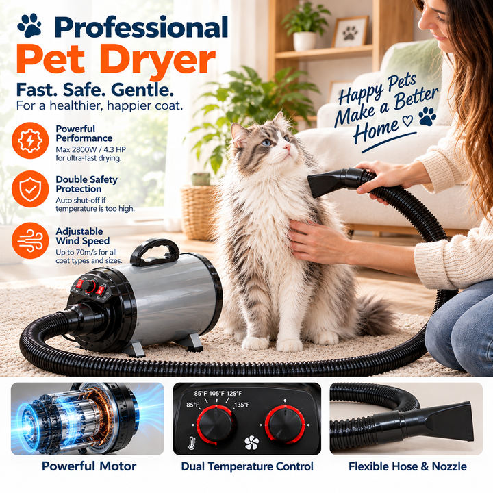 Professional Pet Dryer | High-Power Dog &amp;amp; Cat Grooming Dryer